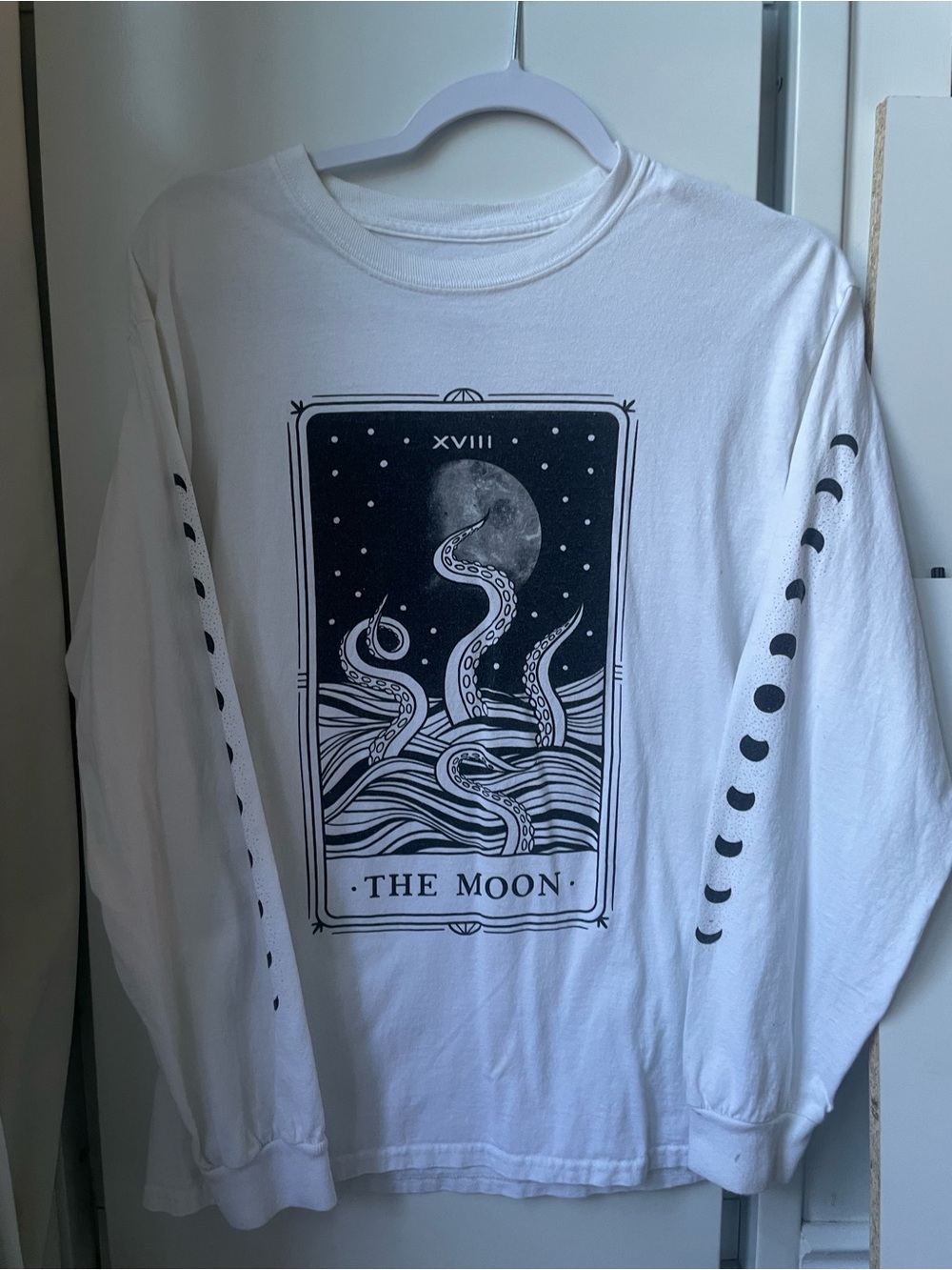 White "The Moon" official Rezz merch. Tarot Graphic Long Sleeve Tee